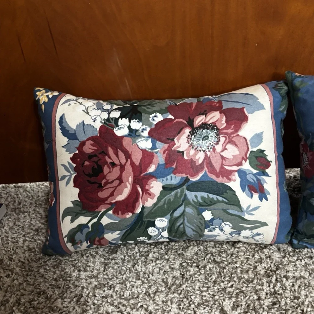 Vintage Waverly Floral Print Flower Throw Pillows 13